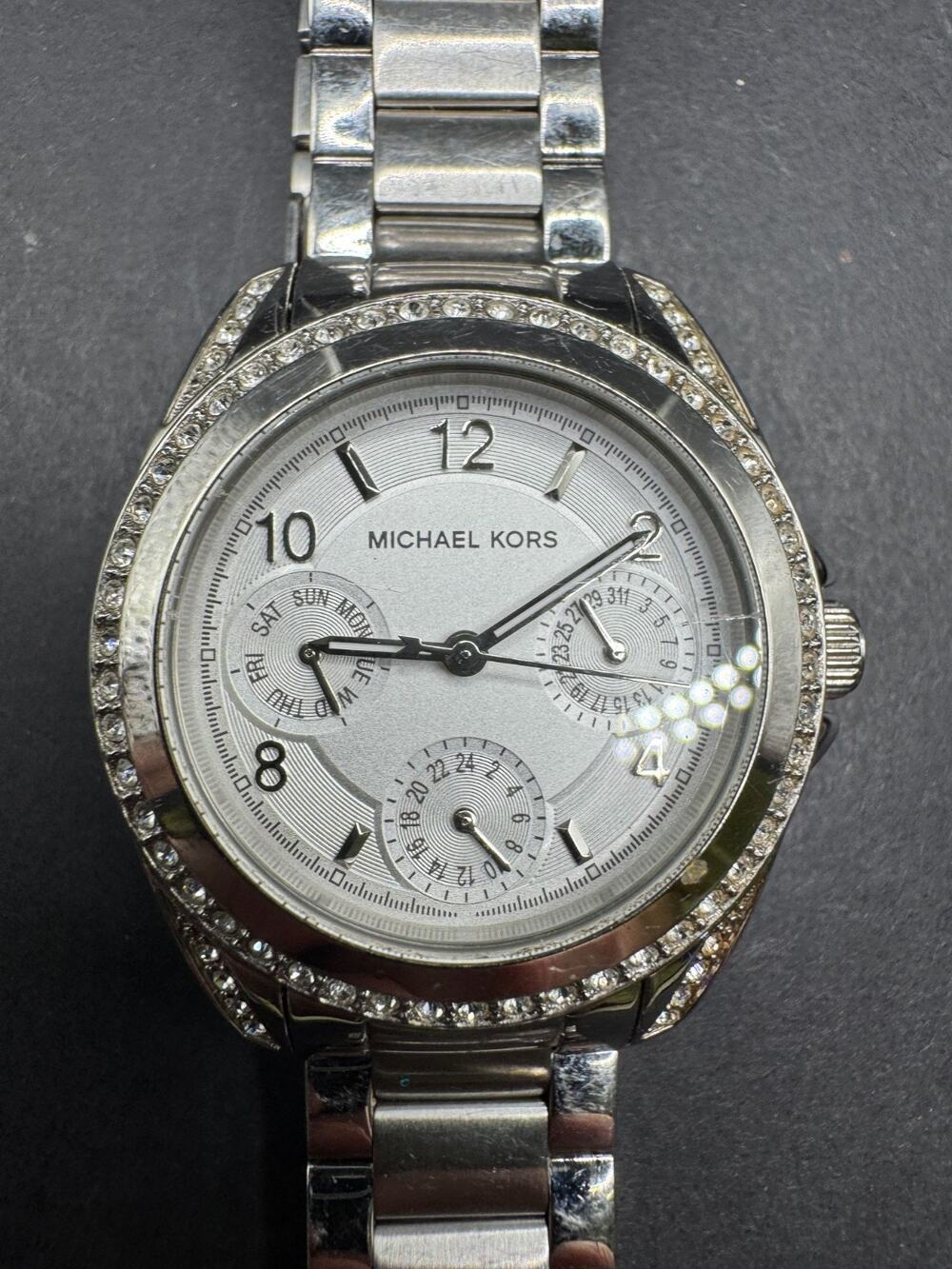 Michael Kors Blair Glitz Chronograph Watch MK5612 10ATM Stainless Steel 32mm
